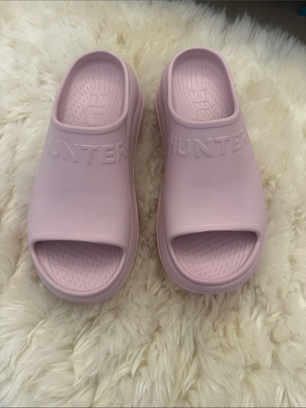 Hunter Pastel Pink Foam Slide Sandals Size 8 worn once